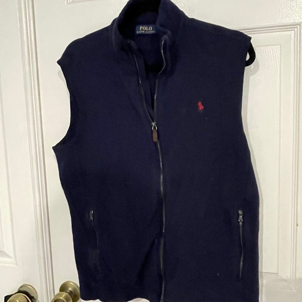 POLO RALPH LAUREN navy fleece full zip vest